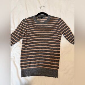 ☀️🌴Veronica Beard Gray and Blush Striped Crewneck Top